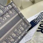 Dior Women Mini Dior Book Tote Gray Dior Oblique Embroidery - Image 9