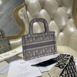 Dior Women Mini Dior Book Tote Gray Dior Oblique Embroidery - Image 2