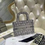 Dior Women Mini Dior Book Tote Gray Dior Oblique Embroidery - Image 3