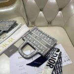 Dior Women Mini Dior Book Tote Gray Dior Oblique Embroidery - Image 5