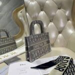 Dior Women Mini Dior Book Tote Gray Dior Oblique Embroidery - Image 4
