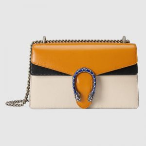 Gucci GG Women Dionysus Small Shoulder Bag Burnt Orange and White Grainy Leather