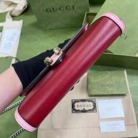 Gucci GG Women Dionysus Small Shoulder Bag Dark Red with Pink Leather