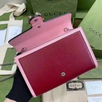 Gucci GG Women Dionysus Small Shoulder Bag Dark Red with Pink Leather