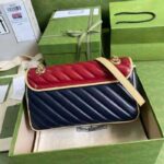 Gucci GG Women GG Marmont Small Shoulder Bag Blue Red Diagonal Matelassé Leather - Bild 4