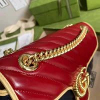 Gucci GG Women GG Marmont Small Shoulder Bag Blue Red Diagonal Matelassé Leather