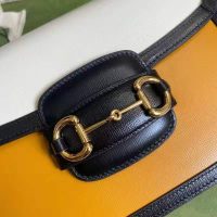 Gucci GG Women Gucci Horsebit 1955 Shoulder Bag Burnt Orange and White Leather