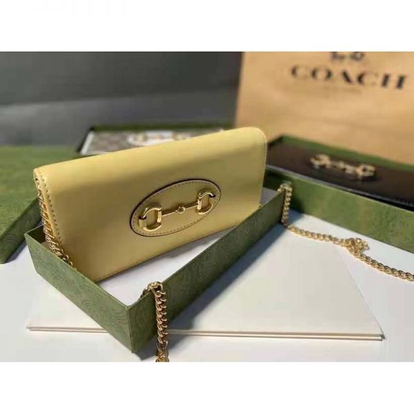 Gucci GG Women Horsebit 1955 Wallet with Chain Beige Leather Horsebit (4)