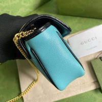 Gucci GG Women Online Exclusive GG Marmont Mini Bag Butter Light Blue Diagonal Matelassé Leather