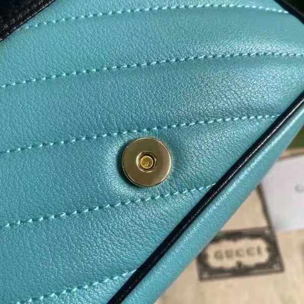 Gucci GG Women Online Exclusive GG Marmont Mini Bag Butter Light Blue Diagonal Matelassé Leather (6)