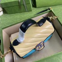 Gucci GG Women Online Exclusive GG Marmont Mini Bag Pastel Blue Butter Diagonal Matelassé Leather