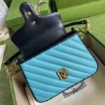 Gucci GG Women Online Exclusive GG Marmont Mini Bag Pastel Blue Butter Diagonal Matelassé Leather - Image 6