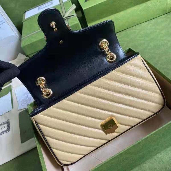 Gucci GG Women Online Exclusive GG Marmont Small Bag Pastel Blue Butter Diagonal Matelassé Leather (10)