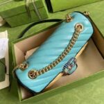 Gucci GG Women Online Exclusive GG Marmont Small Bag Pastel Blue Butter Diagonal Matelassé Leather - Image 4