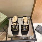 Gucci GG Women's Sandal with Horsebit Black Leather Ankle Buckle Closure - Bild 3