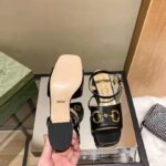 Gucci GG Women's Sandal with Horsebit Black Leather Ankle Buckle Closure - Bild 7