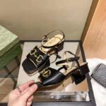 Gucci GG Women's Sandal with Horsebit Black Leather Ankle Buckle Closure - Bild 5