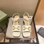 Gucci GG Women's Sandal with Horsebit White Leather Ankle Buckle Closure - immagine 2