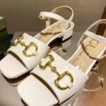 Gucci GG Women's Sandal with Horsebit White Leather Ankle Buckle Closure - immagine 4
