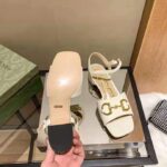 Gucci GG Women's Sandal with Horsebit White Leather Ankle Buckle Closure - immagine 8