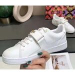 Louis Vuitton LV Unisex Frontrow Sneaker White Calf Leather Rubber Monogram Studs - immagine 6