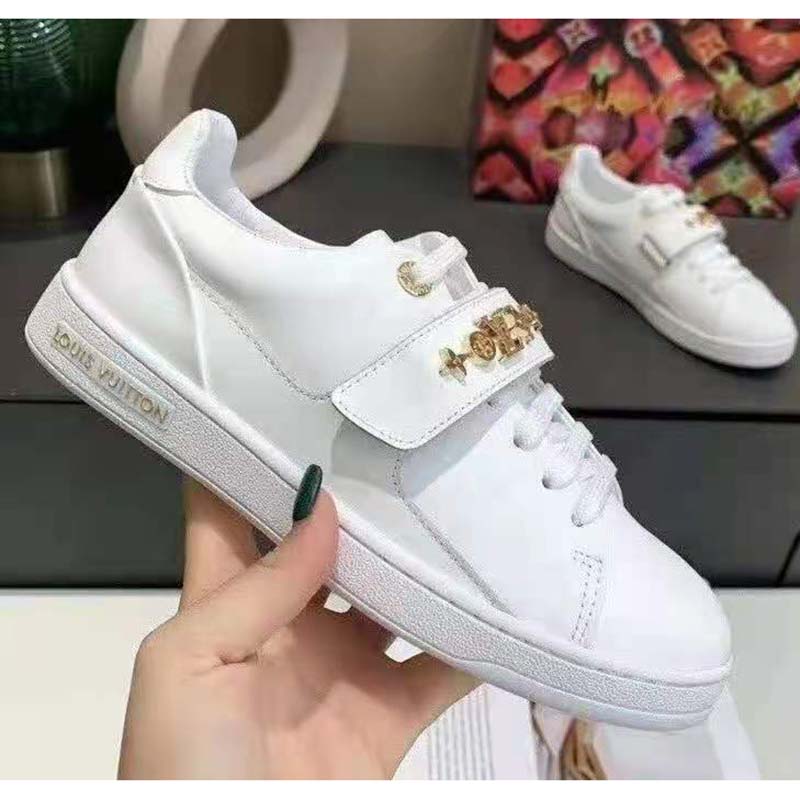 LOUIS VUITTON (WMNS) Frontrow Calfskin Rubber Sneakers White/Brown Fashion  Skate Shoes 1A4VSU