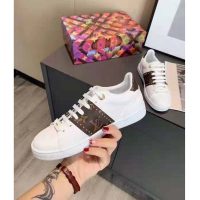 Louis Vuitton LV Unisex Frontrow Sneaker White Calf leather Patent Monogram Canvas