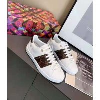 Louis Vuitton LV Unisex Frontrow Sneaker White Calf leather Patent Monogram Canvas