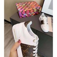 Louis Vuitton LV Unisex Frontrow Sneaker White Calf leather Patent Monogram Canvas