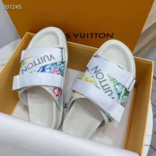 Louis Vuitton LV Unisex Honolulu Mule White Pastel Monogram Textile (5)