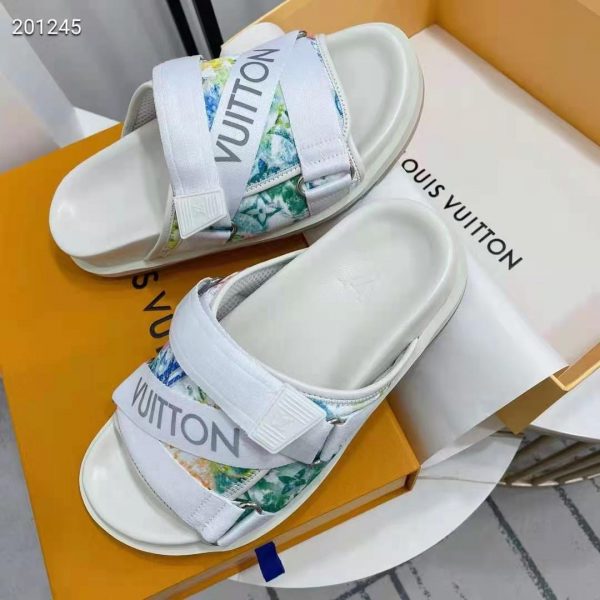 Louis Vuitton LV Unisex Honolulu Mule White Pastel Monogram Textile (7)