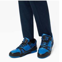 Louis Vuitton LV Unisex LV Trainer Sneaker Black Monogram-Embossed Grained Calf Leather