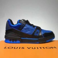 Louis Vuitton LV Unisex LV Trainer Sneaker Black Monogram-Embossed Grained Calf Leather