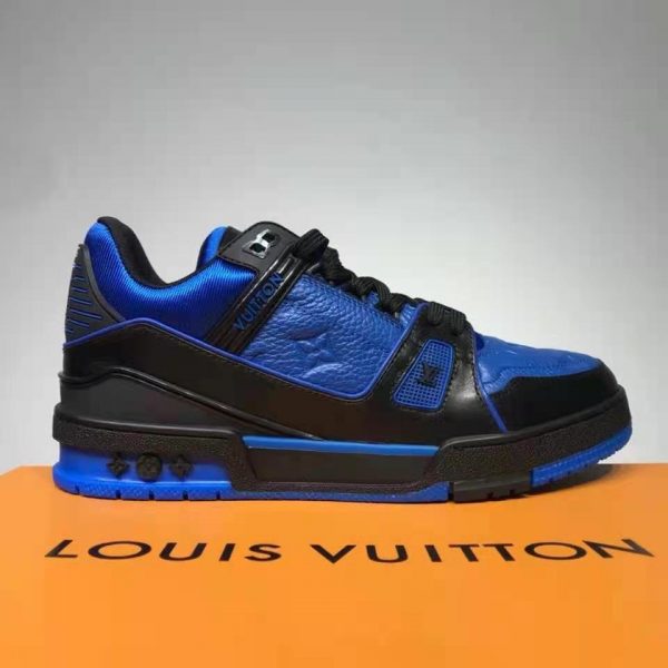 Louis Vuitton LV Unisex LV Trainer Sneaker Black Monogram-Embossed Grained Calf Leather (3)