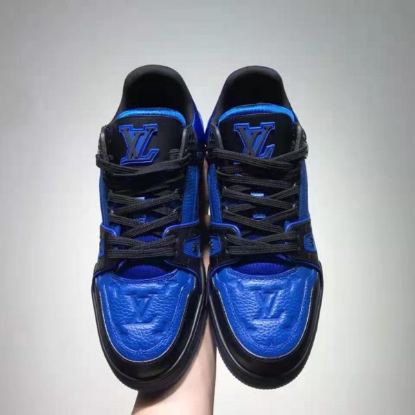 Louis Vuitton LV Unisex LV Trainer Sneaker Black Monogram-Embossed Grained Calf Leather (4)