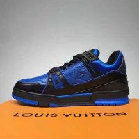 Louis Vuitton LV Unisex LV Trainer Sneaker Black Monogram-Embossed Grained Calf Leather