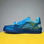 Louis Vuitton LV Unisex LV Trainer Sneaker Blue Rubber Monogram Mix of Materials - Image 5