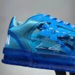 Louis Vuitton LV Unisex LV Trainer Sneaker Blue Rubber Monogram Mix of Materials - Image 8