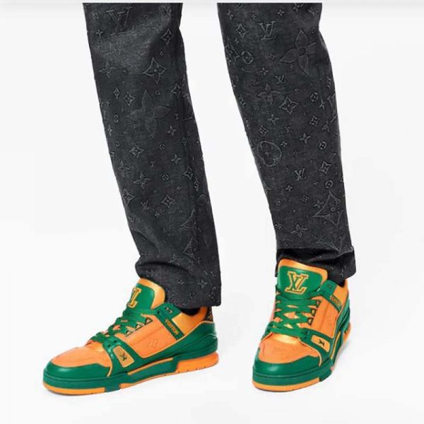 Louis Vuitton LV Unisex LV Trainer Sneaker Green Monogram-Embossed Grained Calf Leather (1)