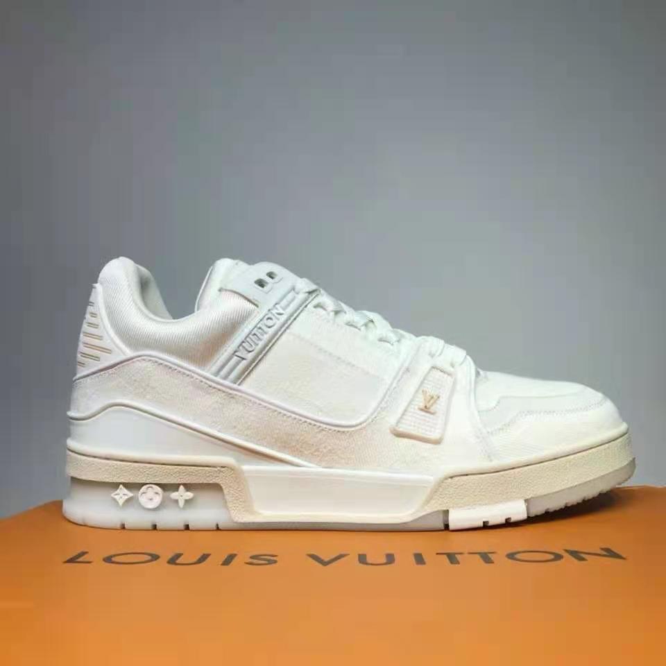 LOUIS VUITTON LV TRAINER MONOGRAM DENIM WHITE BEIGE NEW SALE SNEAKERS SHOES  MEN SIZE 10 44 A3 for Sale in Miami, FL - OfferUp