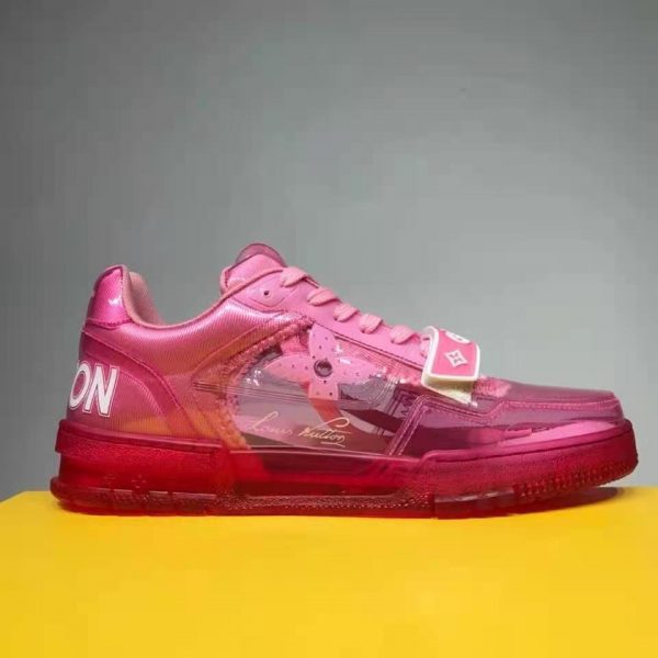 Louis Vuitton LV Unisex LV Trainer Sneaker Pink Monogram Mix of Materials (2)