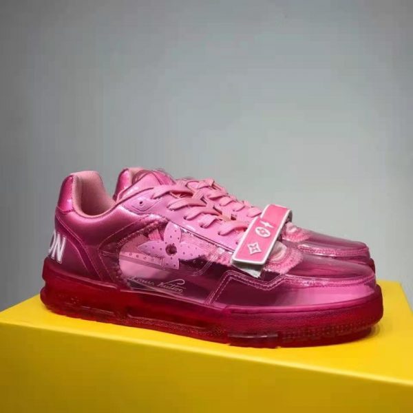 Louis Vuitton LV Unisex LV Trainer Sneaker Pink Monogram Mix of Materials (4)