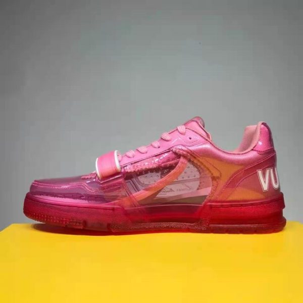 Louis Vuitton LV Unisex LV Trainer Sneaker Pink Monogram Mix of Materials (6)
