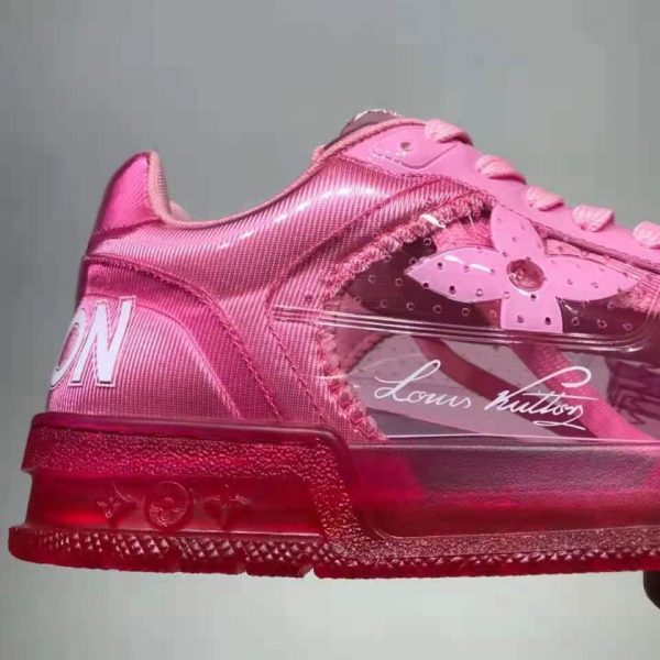 Louis Vuitton LV Unisex LV Trainer Sneaker Pink Monogram Mix of Materials (7)