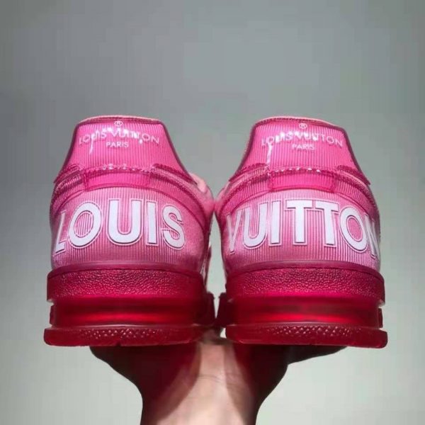 Louis Vuitton LV Unisex LV Trainer Sneaker Pink Monogram Mix of Materials (9)