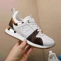 Louis Vuitton LV Women Run Away Sneaker White Calf Leather Patent Monogram Canvas