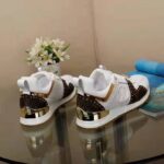 Louis Vuitton LV Women Run Away Sneaker White Calf Leather Patent Monogram Canvas - Image 7