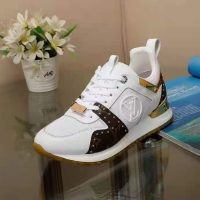 Louis Vuitton LV Women Run Away Sneaker White Calf Leather Patent Monogram Canvas