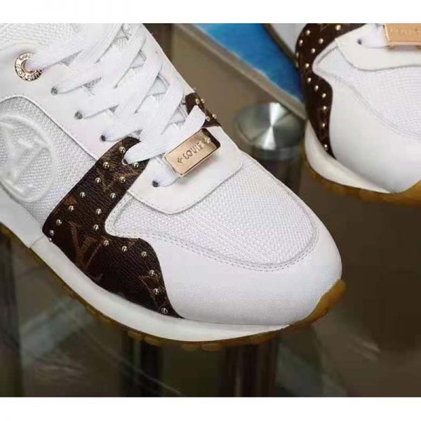 Louis Vuitton LV Women Run Away Sneaker White Calf Leather Patent Monogram Canvas (8)