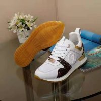 Louis Vuitton LV Women Run Away Sneaker White Calf Leather Patent Monogram Canvas